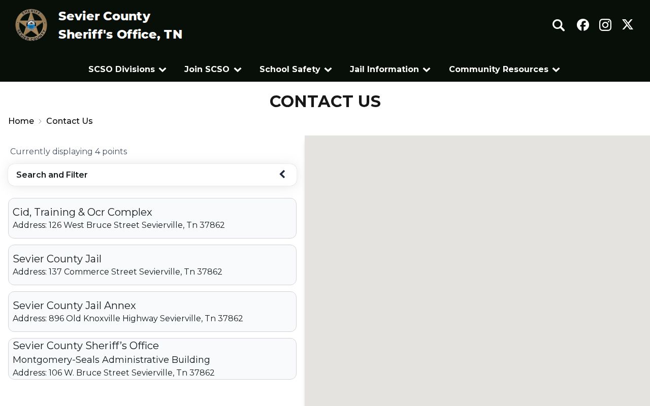 Sevier County Jail Annex release contact map