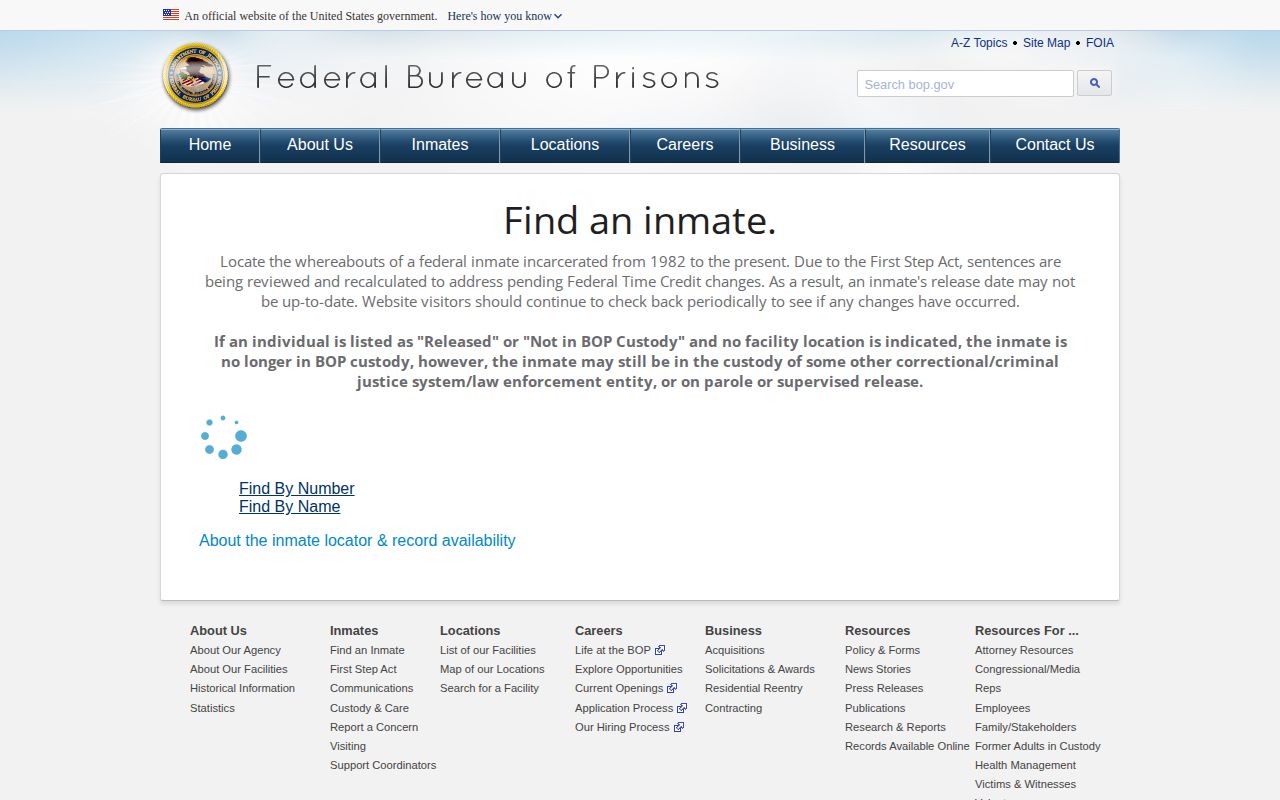 BOP federal release record search serving Sevier County